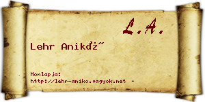 Lehr Anikó névjegykártya