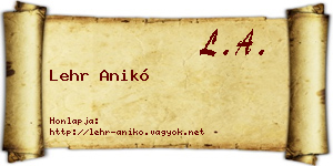 Lehr Anikó névjegykártya